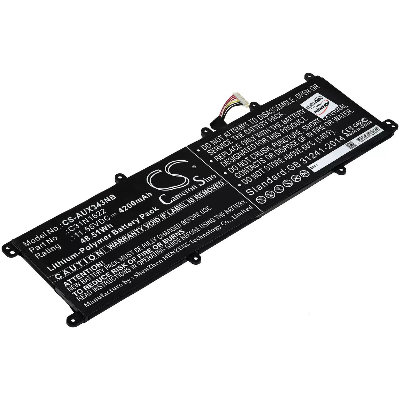 Akku passend für Laptop Asus Zenbook UX3430UA-GV068T, UX530UX-FY027T, Typ C31N1622 - 11,55V - 4200 mAh