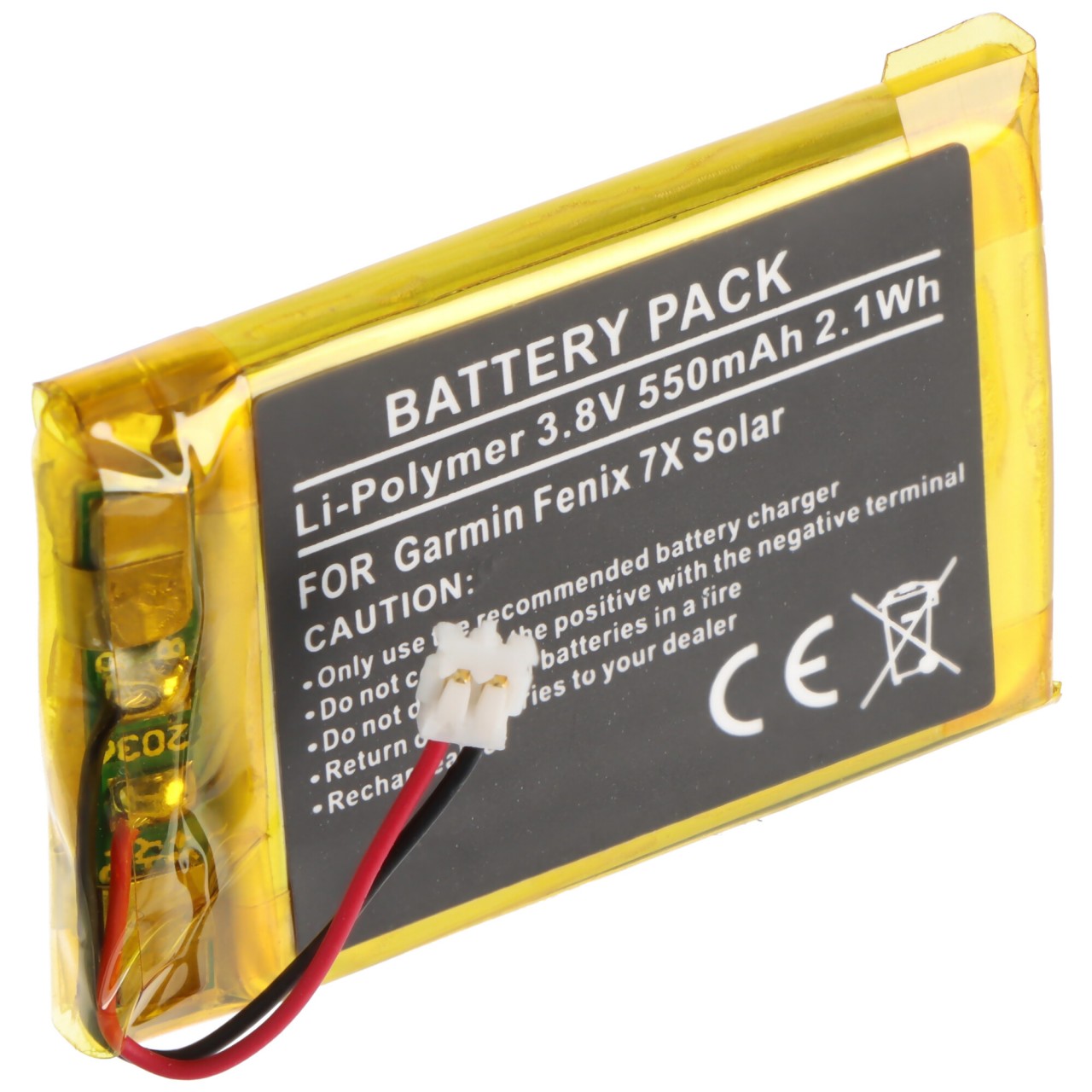 AccuCell Akku passend für Garmin Fenix 7X Solar – Li-Polymer, 3,8V, 550mAh, 2,1Wh, eingebaut