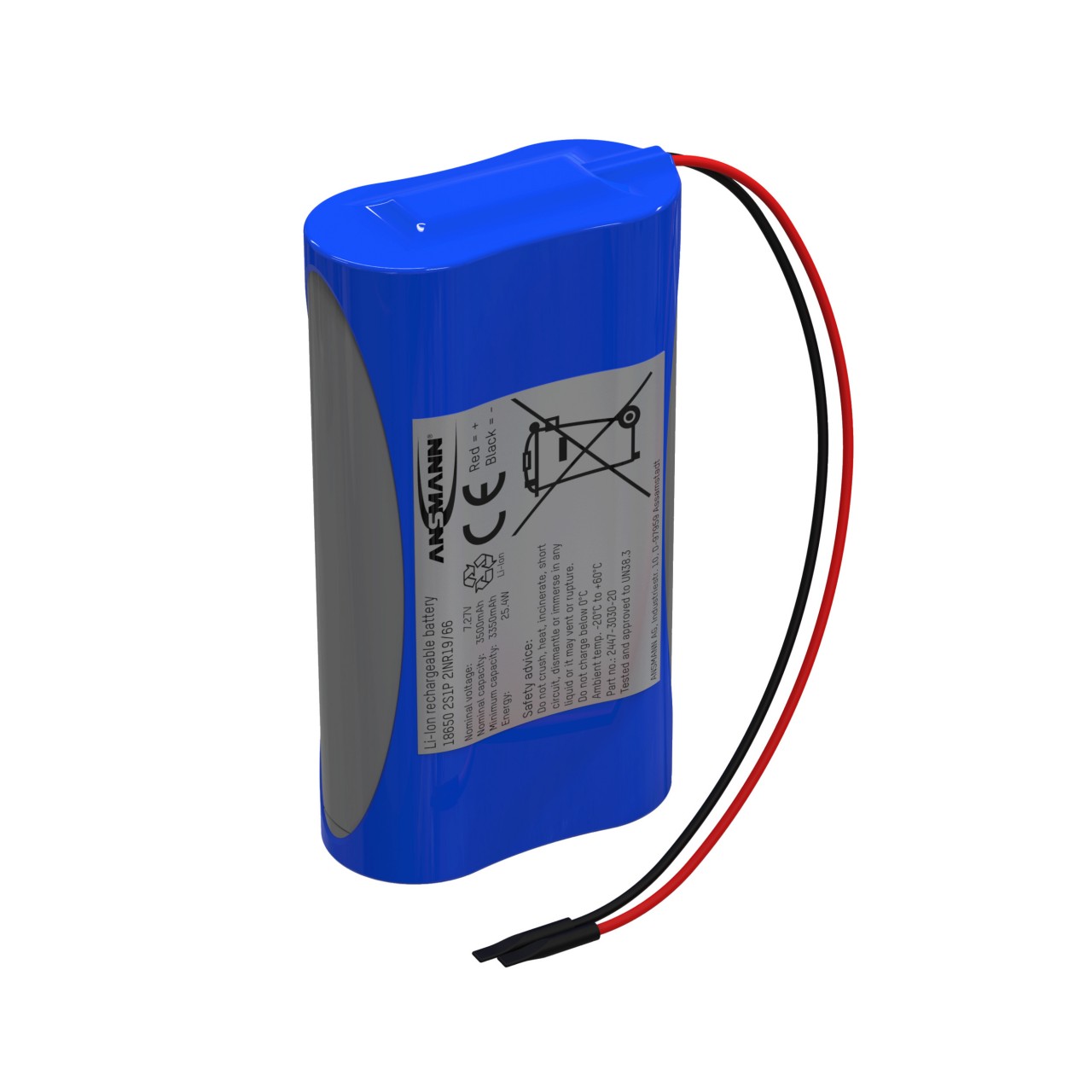 Ansmann, Lithium-Ionen Akkupack 7,27 Volt / 3500 mAh / 2S1P, ideal für mobile und industrielle Anwendungen.