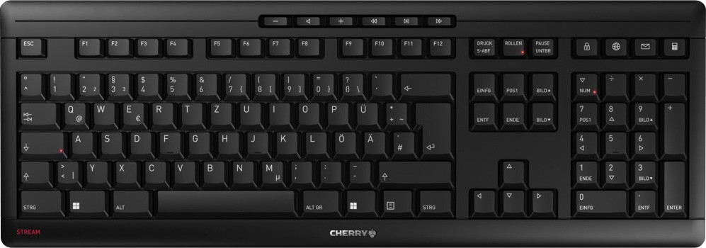 Cherry Tastatur STREAM Keyboard, Wireless, schwarz DE, Kabellose Tastatur mit leisem Tippgefühl, Retail