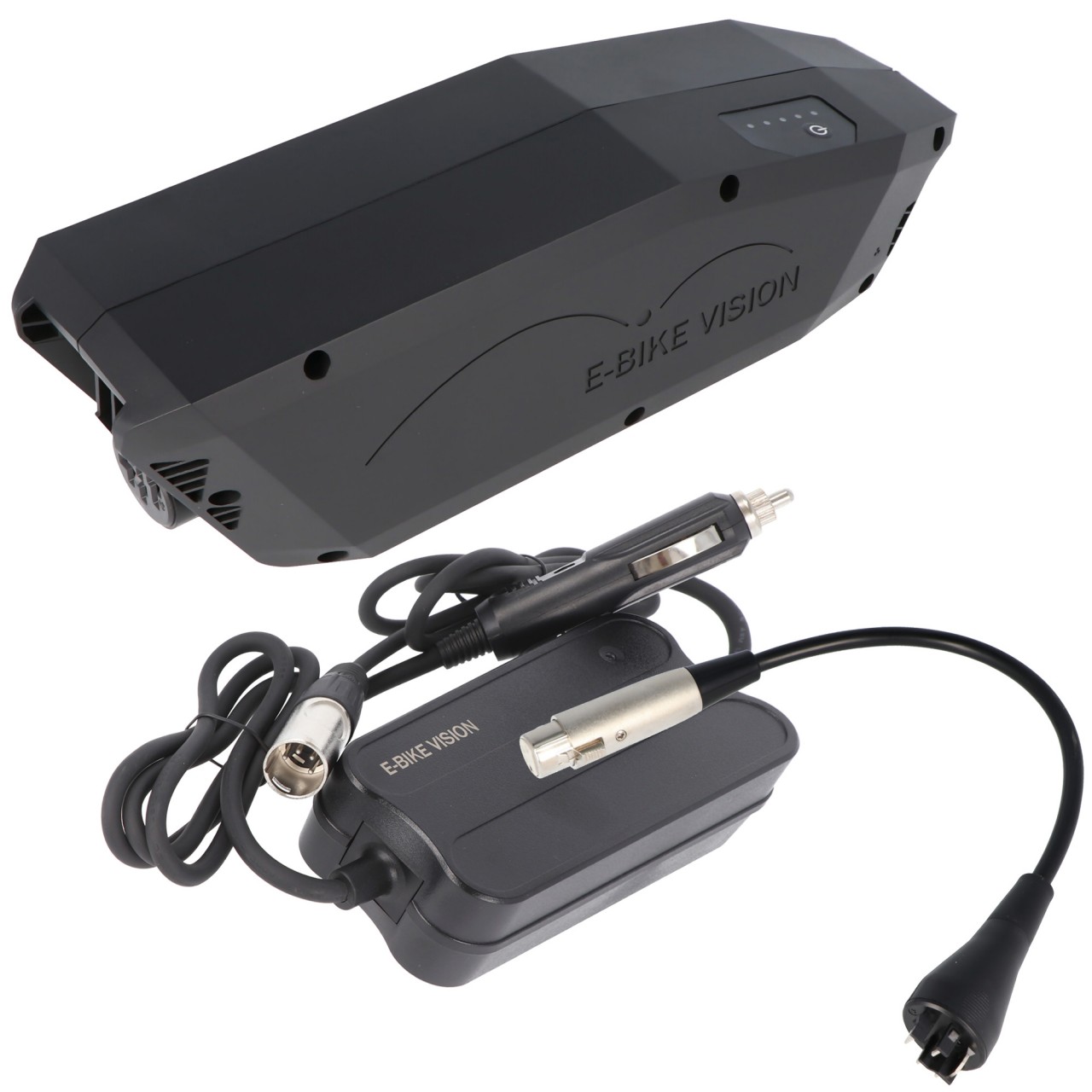 Unterrohr Power Pack E-Bike Akku lite inkl. Kfz-Ladegerät und Ladeadapter exakt passend für das Bosch Active und Performance Antriebssystem 10 Ah 360 Wh