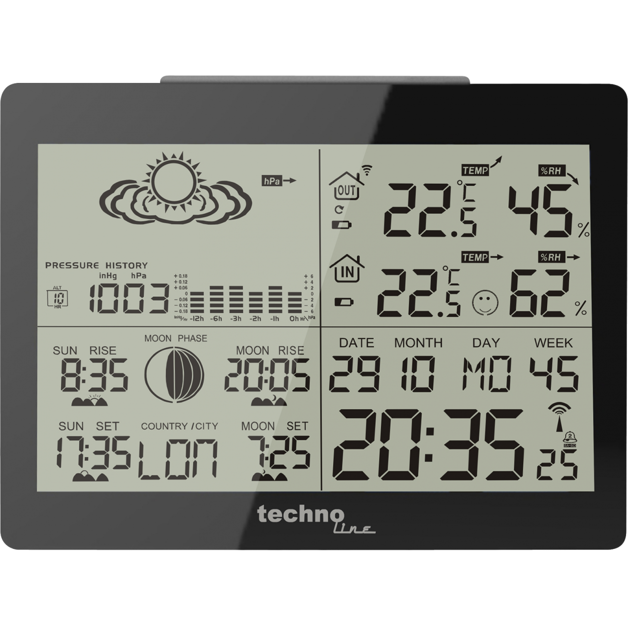 WS 6760 - moderne Wetterstation in schwarzer Hochglanz-Optik