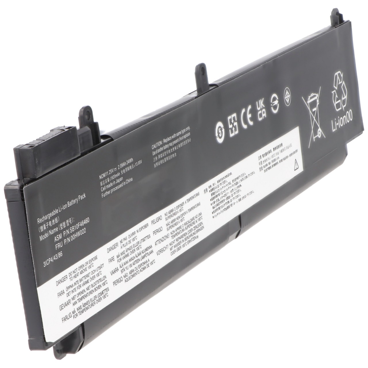Akku passend für Lenovo ThinkPad T470s, T460s, 00HW023, lange Bauform, 11,55V, 2100mAh