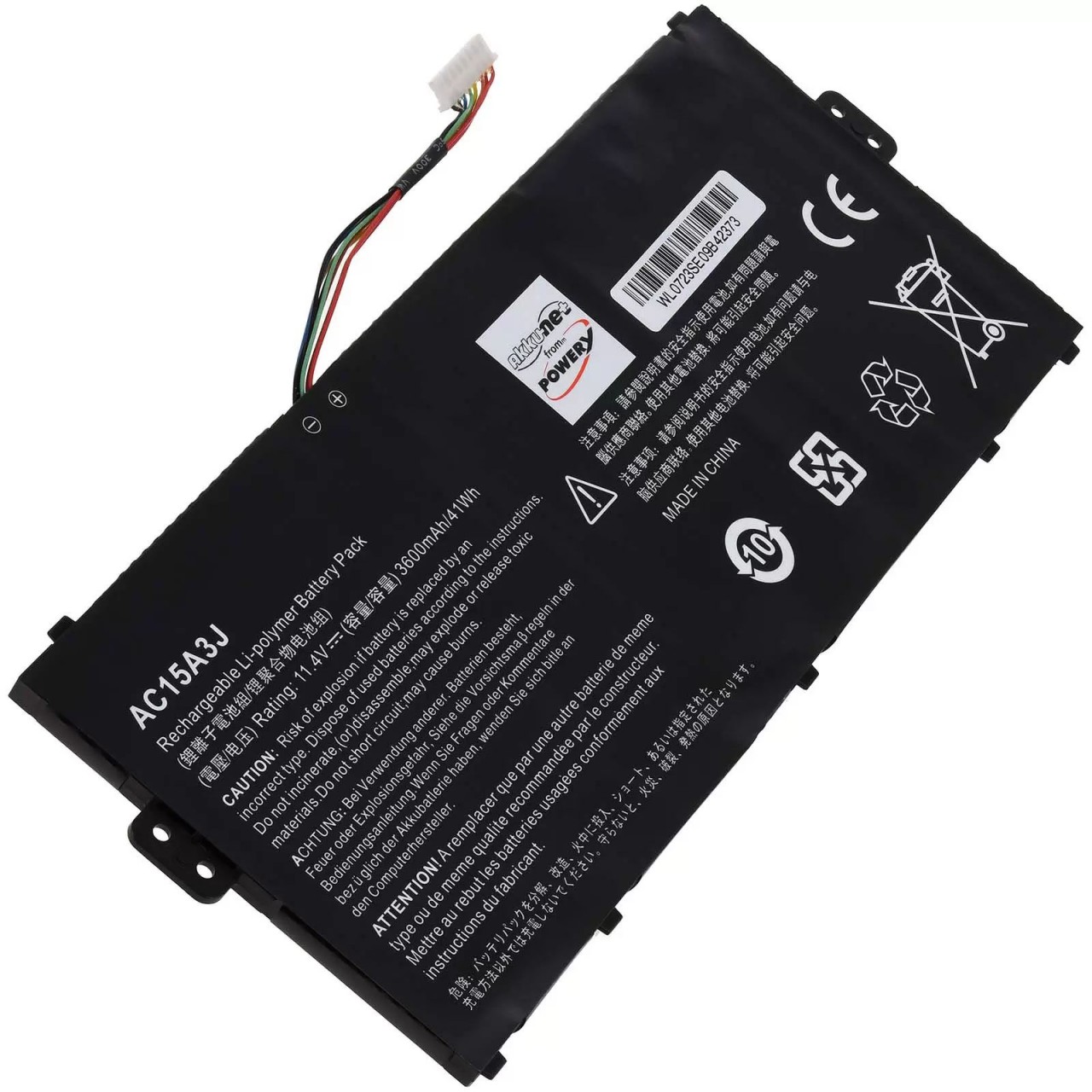 Akku passend für Laptop Acer Chromebook R11 C738T-C44Z / R11-CB5-132T-C4LB / Typ AC15A3J - 11,4V - 3600 mAh
