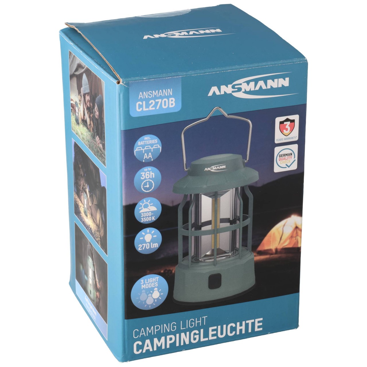 Ansmann Campingleuchte CL270B – batteriebetriebene LED-Campinglampe mit 270 Lumen
