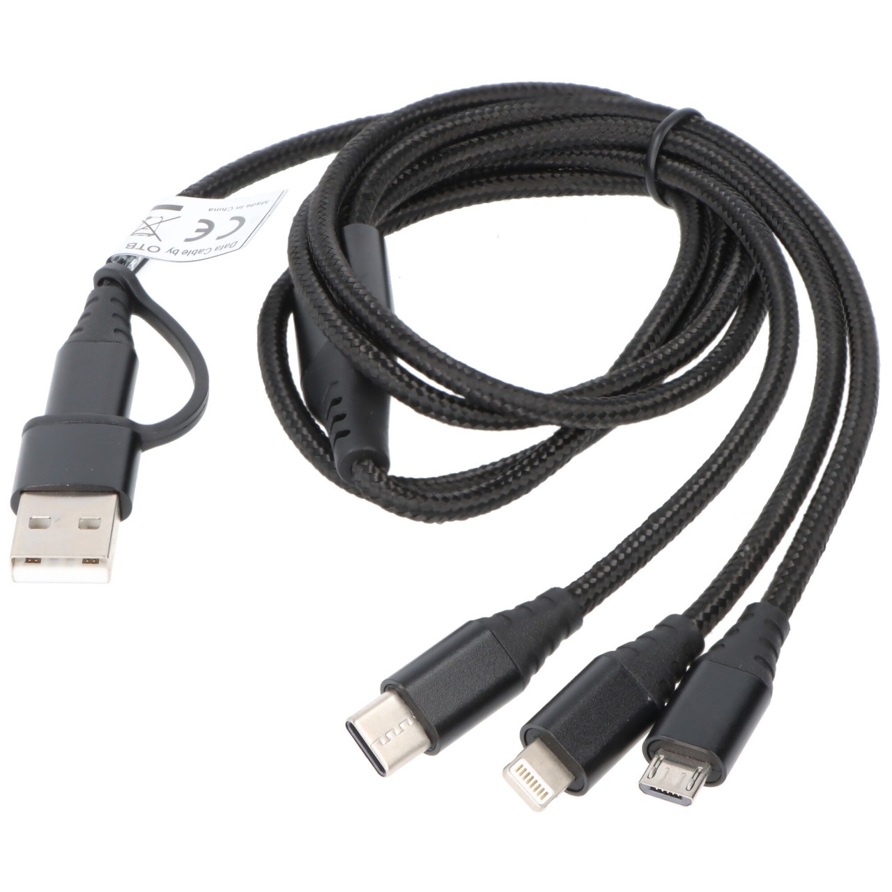 USB-Ladekabel 3in1 mit Lightning-, Micro-USB-, und USB-C Anschluss, 1 Meter Länge