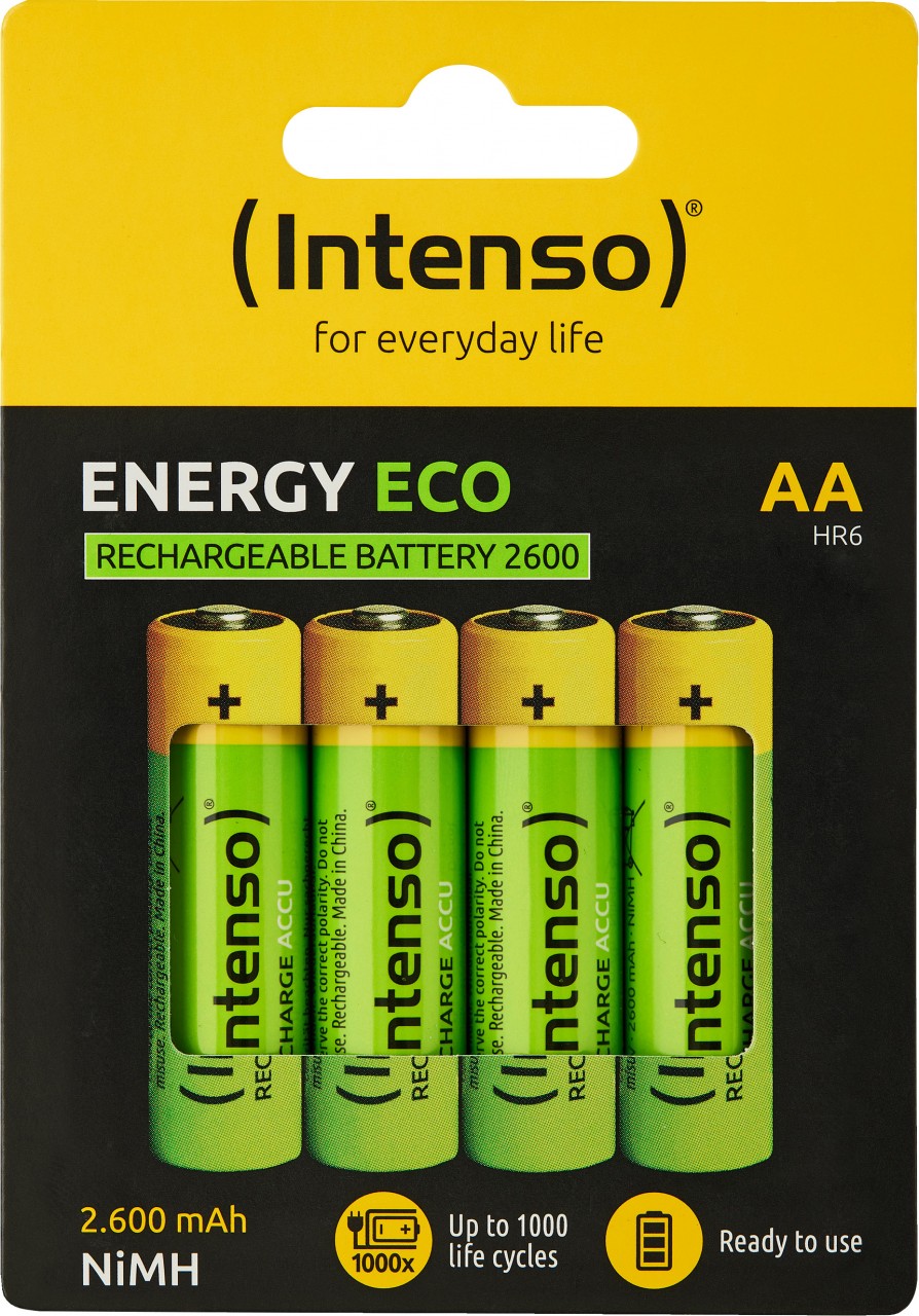 Intenso Akku NiMH, Mignon, AA, HR06, 1.2V/2600mAh Energy Eco, Retail (4-Pack)