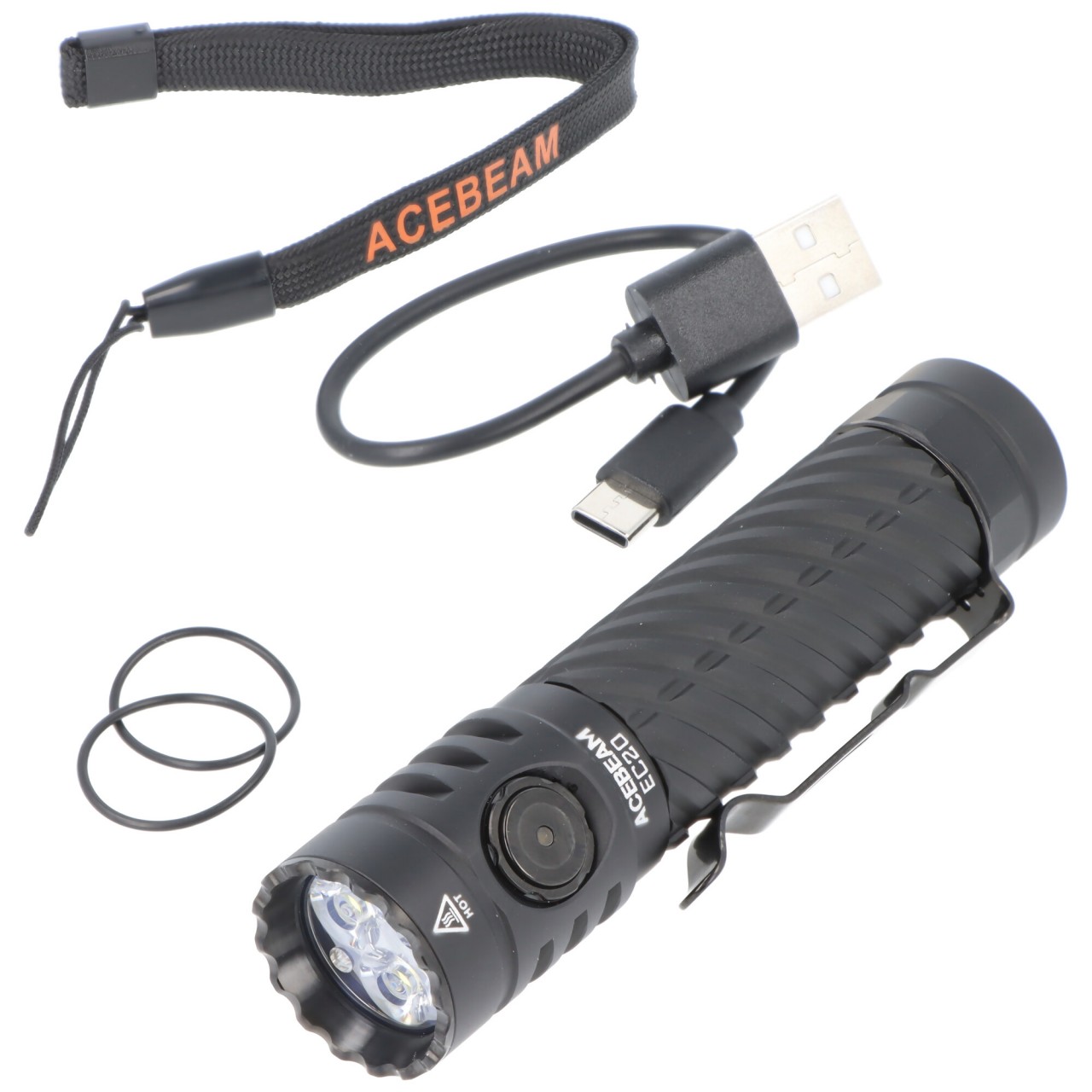 AceBeam EC20 LED-Taschenlampe, 2800 Lumen, Luxeon HL4X LEDs, 6.500K, schwarz
