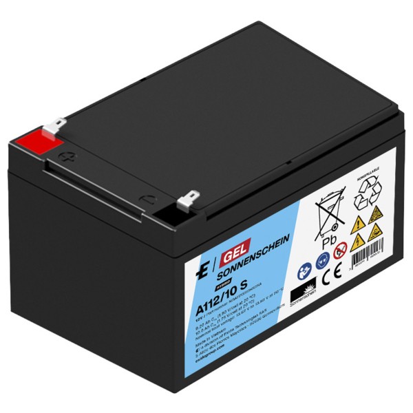 Sonnenschein Blei-Akku A112/10 S Gel – 12 V / 10 Ah Longlife VRLA Akku mit Faston 4,8 mm