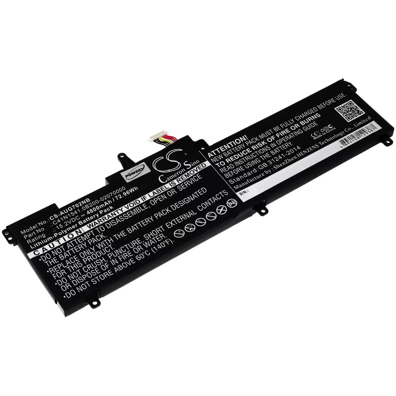 Akku für Laptop Asus GL702 / GL702V / Typ C41N1541 - 15,2V - 4800 mAh