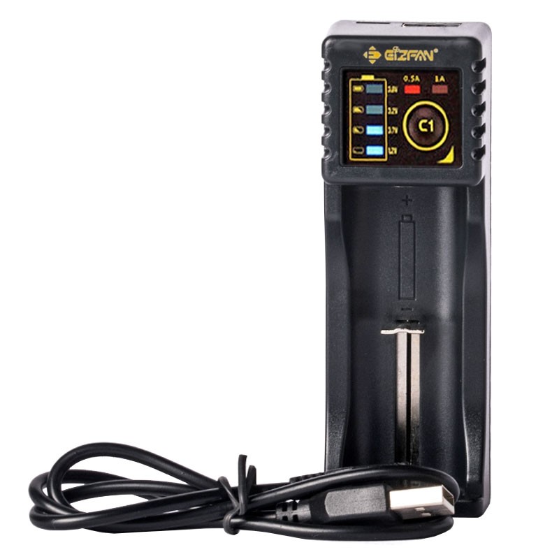 Schnell-Ladegerät für 3,2 Volt LiFePO4 Solar Li-Ion Akku, lädt IMR, INR, ICR, Li-Ion und LiFePO4 3.2 Volt Akku, reaktiviert Tiefentladene Akkus