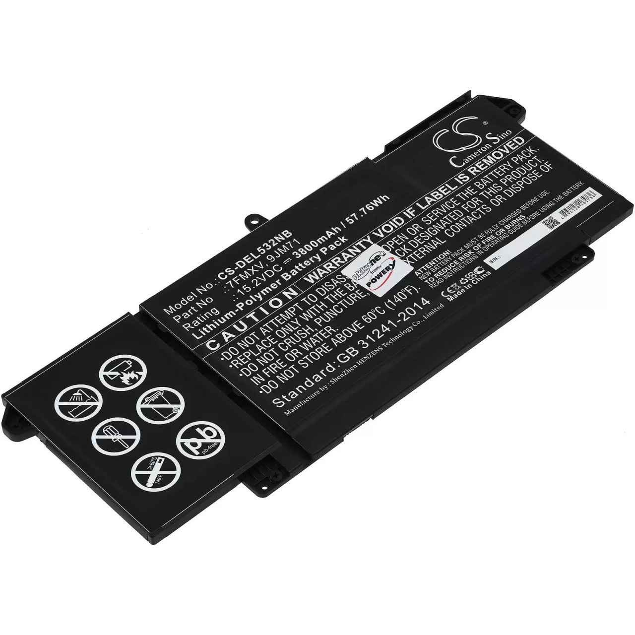 Akku passend für Laptop Dell Latitude 5320, Latitude 7420, Latitude 7520, Typ 7FMXV u.a. - 15,2V - 3800 mAh