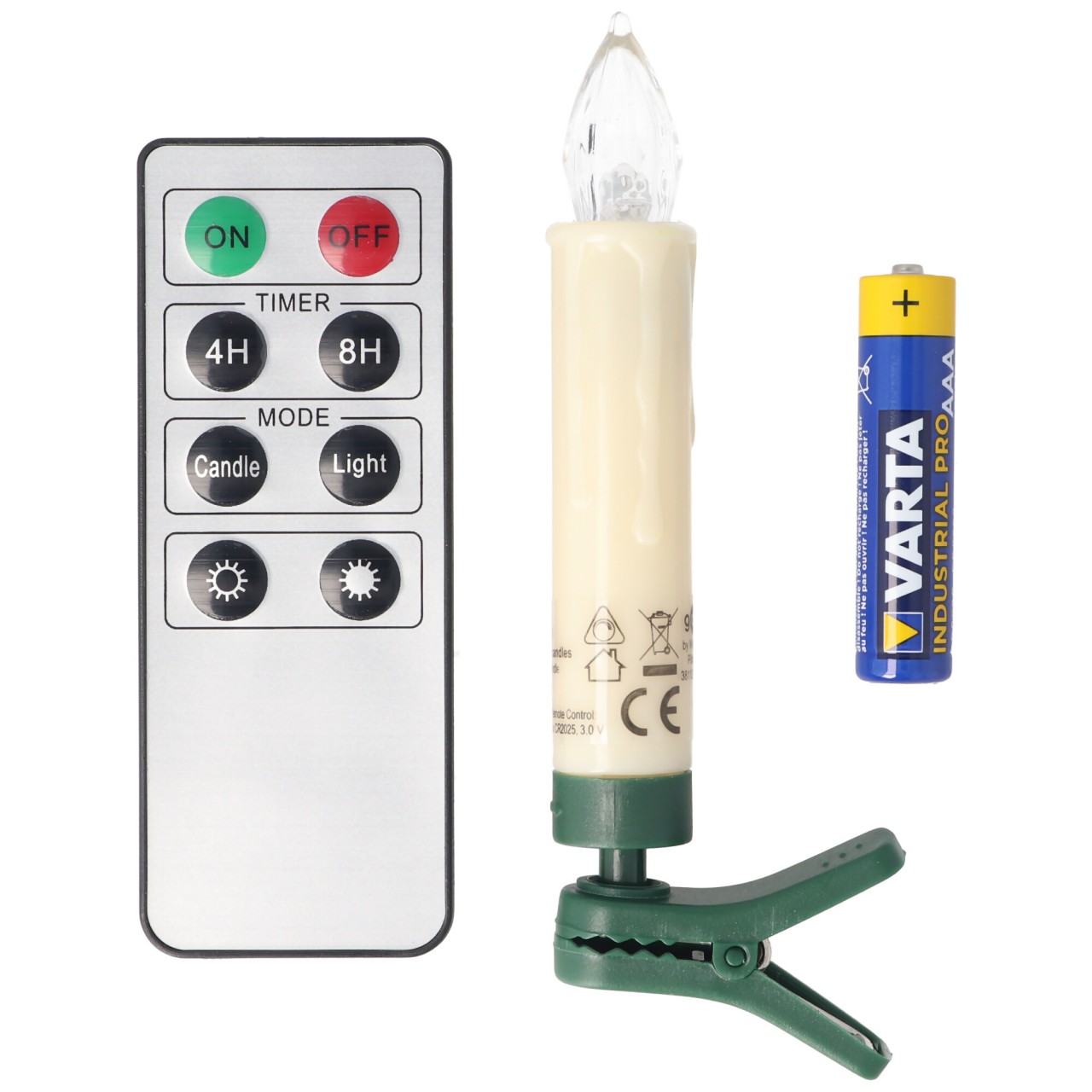 10 kabellose LED-Weihnachtsbaumkerzen mit Klemmen und IR-Fernbedienung, LED-Kerzen in Echtwachsoptik ideal für eine festliche Weihnachtsbeleuchtung, inklusive Batterien