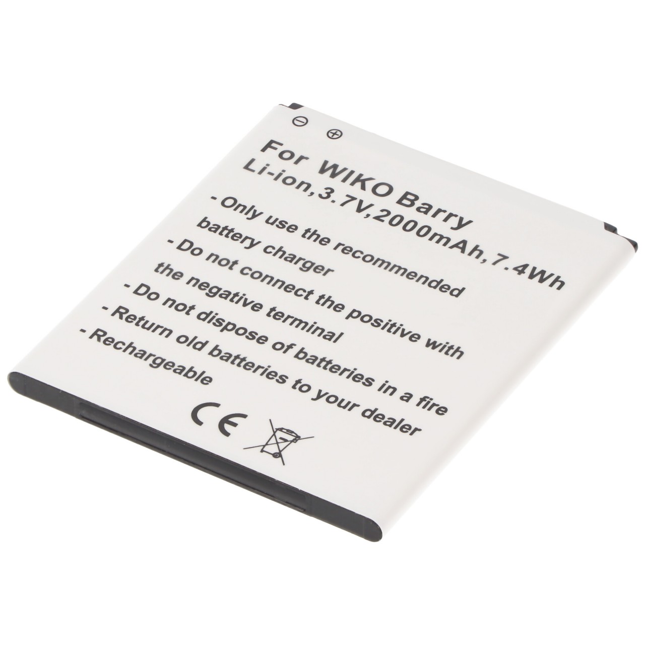 Akku passend für Wiko Barry Akku Barry Dual SIM Lithium Ionen Akku 3,7 Volt 2000mAh