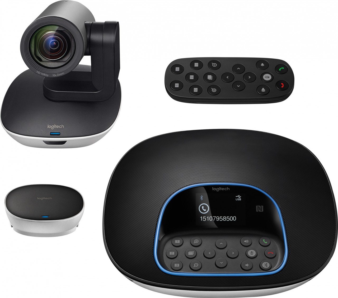 Logitech ConferenceCam GROUP, HD 1080p, schwarz 1920x1080, USB, Bluetooth, Fernbedienung