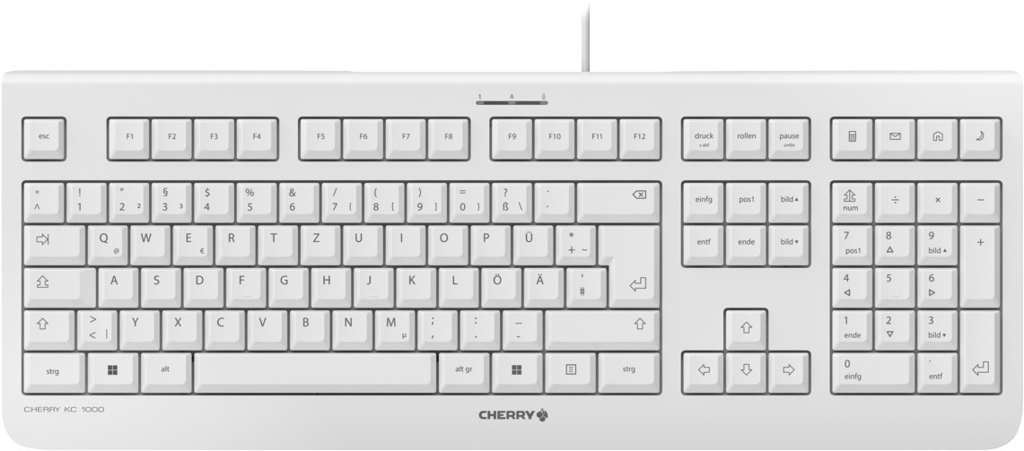 Cherry Tastatur KC 1000, USB, hellgrau DE-Layout, Retail