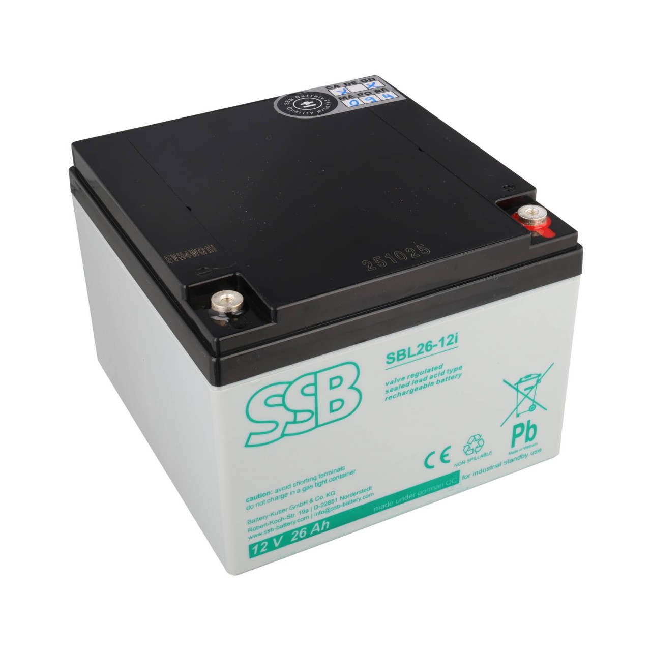 SSB SBL26-12i 12V 26Ah Bleiakku AGM Blei Gel Akku