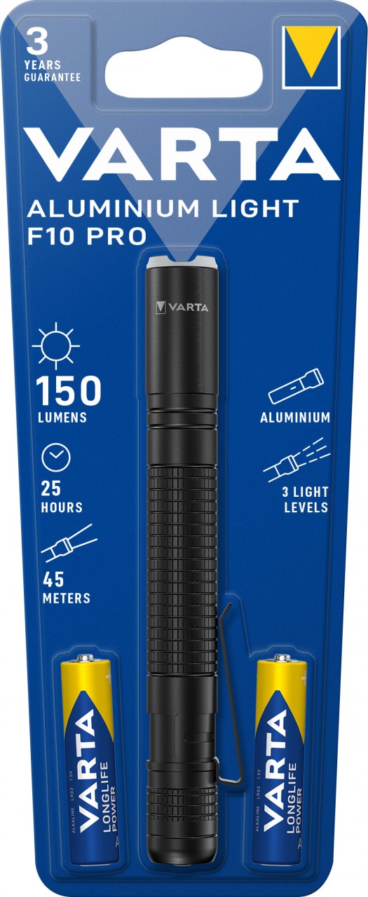 Varta LED Taschenlampe Aluminium Light 150lm, inkl. 2x Alkaline AAA, Retail Blister