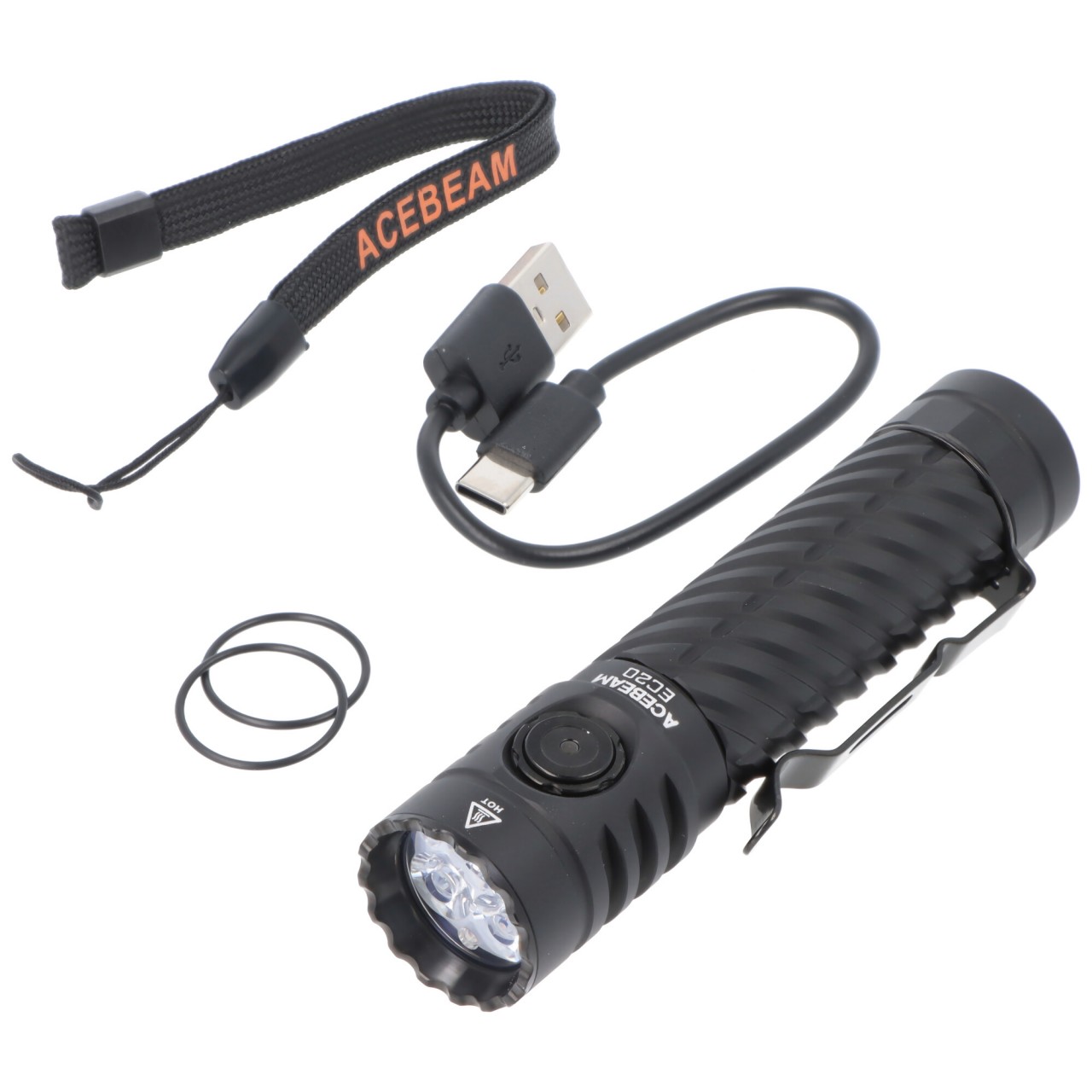 AceBeam EC20 LED-Taschenlampe, schwarz, 2500 Lumen, stufenlos dimmbar, SFT-25R HI 6500K