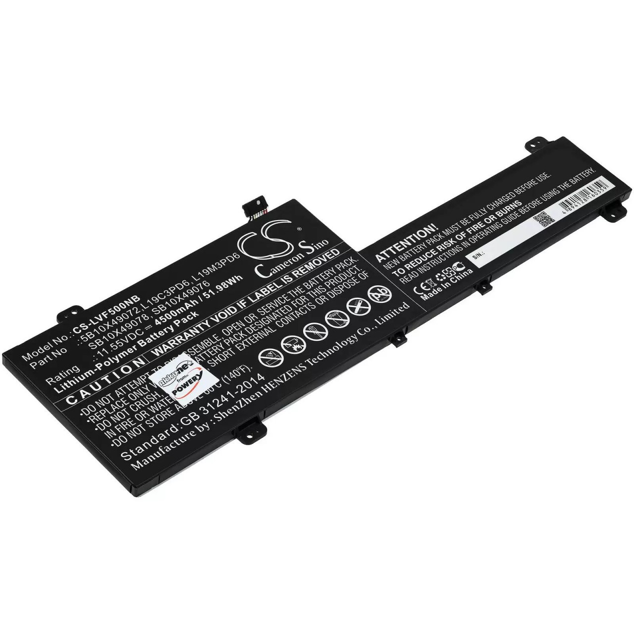 Akku für Laptop Lenovo IdeaPad Flex 5-14ITL05 82HS008BAU, Flex 5-14ARE05 81X2007HAU, Typ L19M3PD6 - 11,55V - 4500 mAh