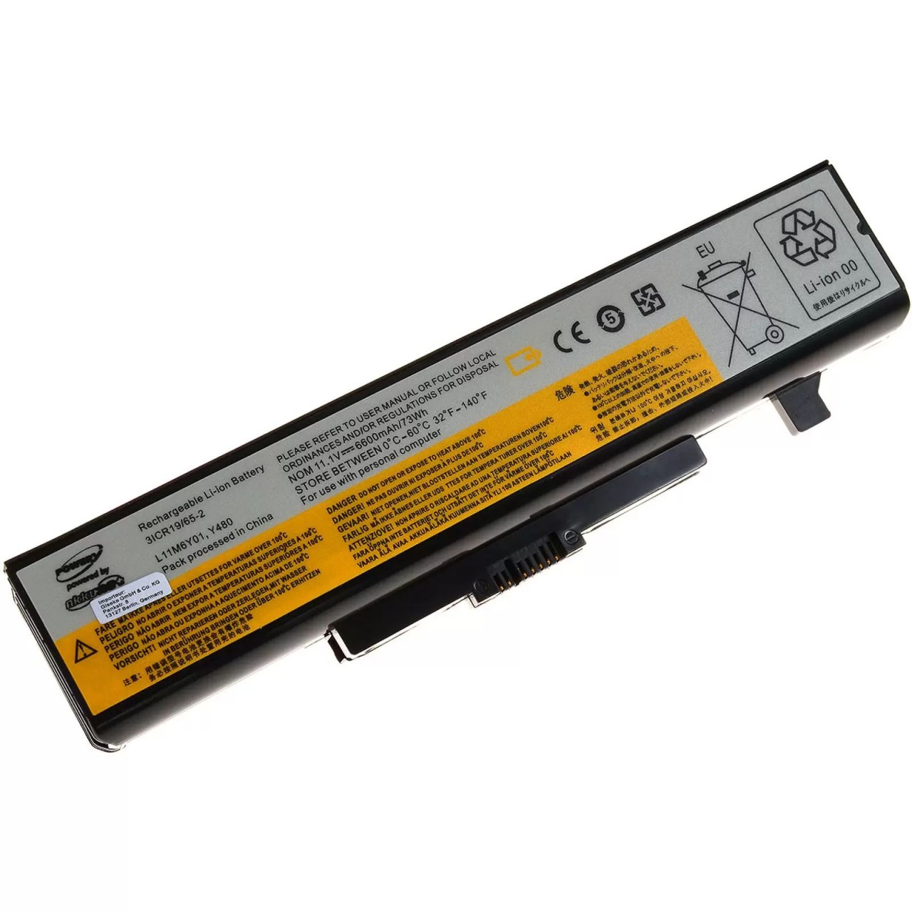 Powerakku für Laptop Lenovo IdeaPad Y480 Serie / Typ L11M6Y01 - 11,1V - 6600 mAh