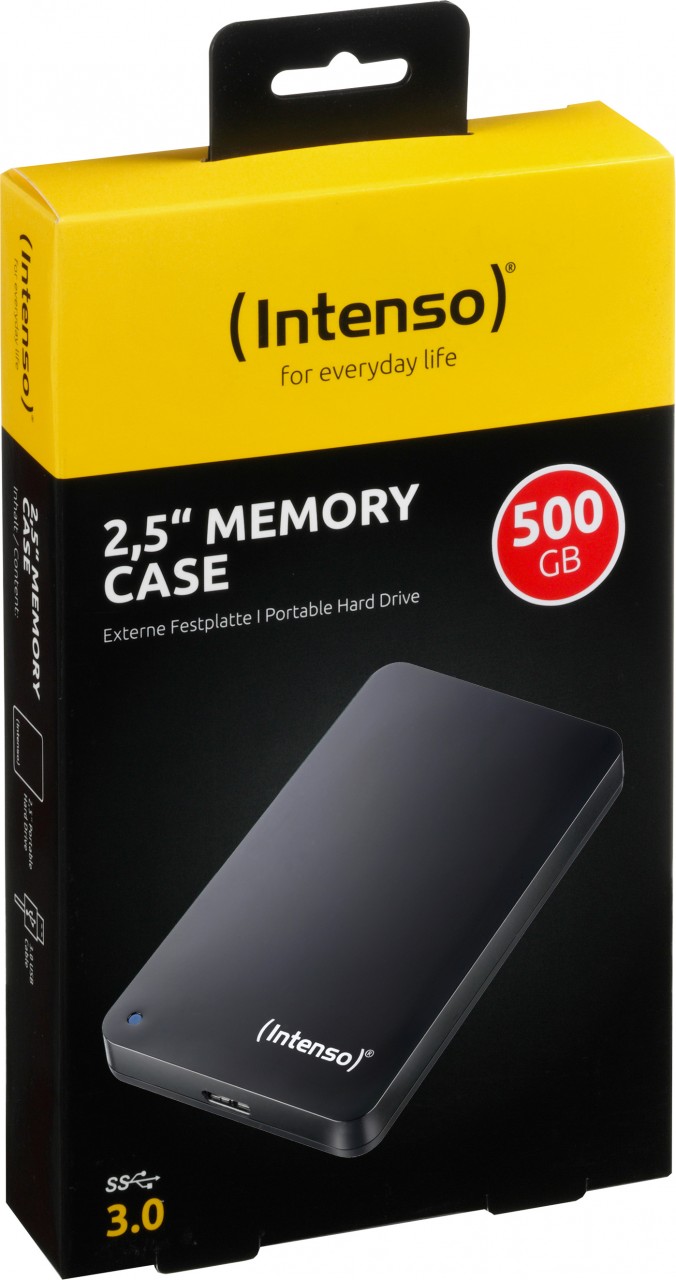 Intenso Festplatte 500GB, USB 3.0, 6.35cm (2.5''), schwarz Portable, Memory Case, Retail