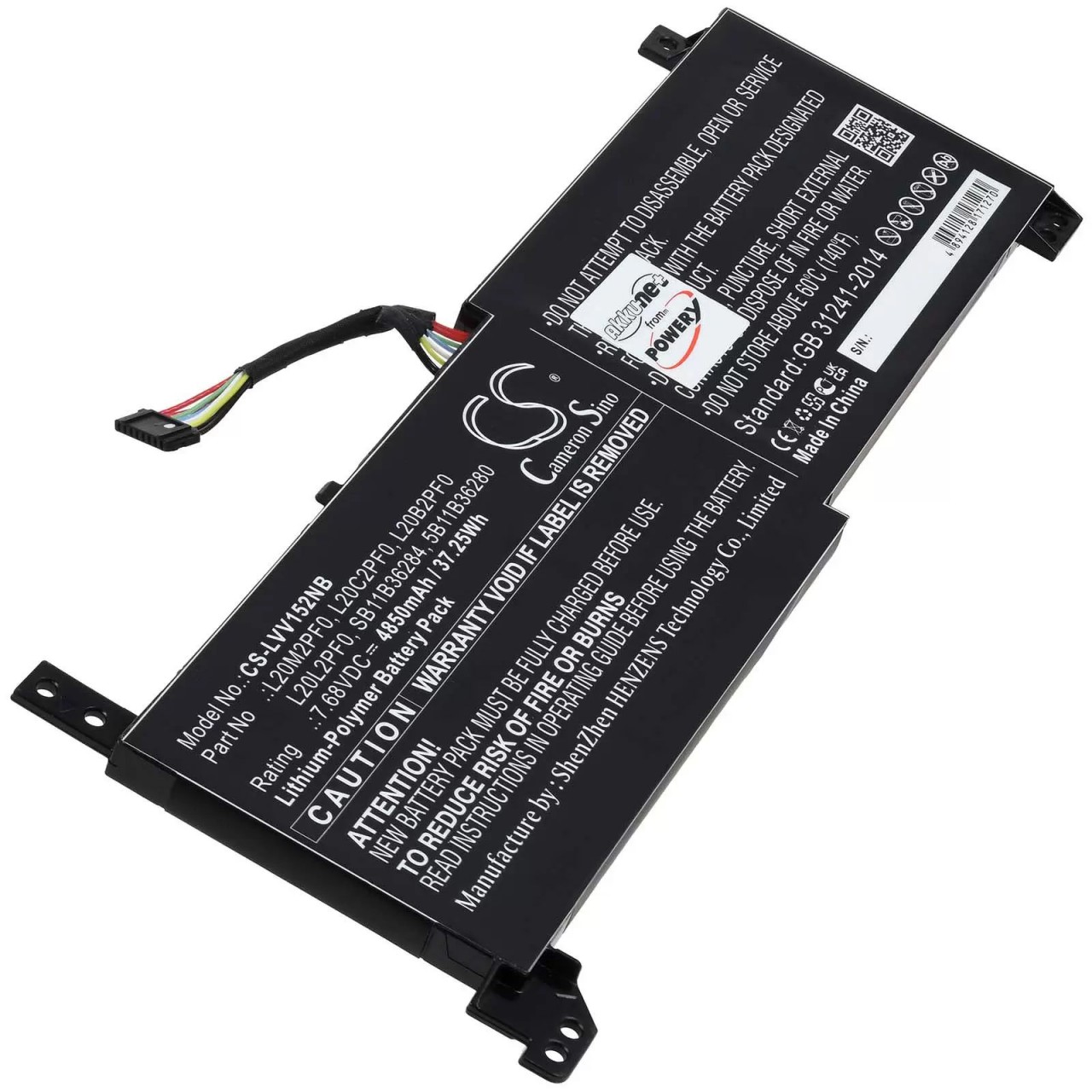 Akku passend für Laptop Lenovo V15-G2-ITL, IdeaPad 3 14ALC6, Typ L20C2PF0, Typ 5B11B36285 - 7,68V - 4850 mAh