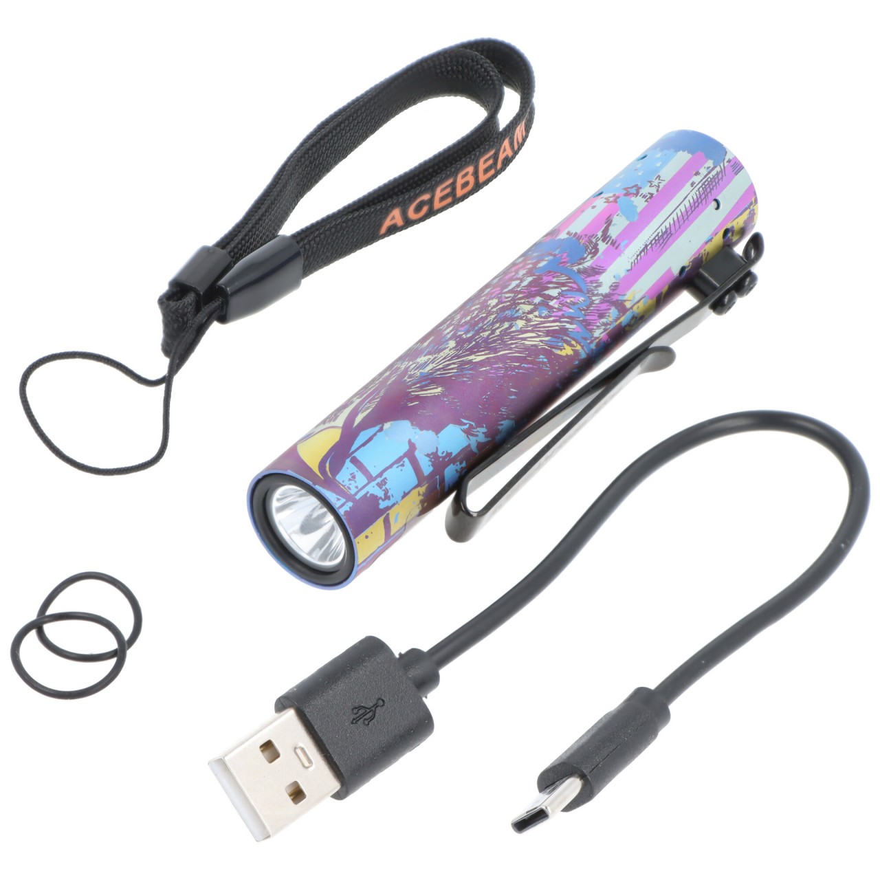 AceBeam Rider RX 2.0 LED-Taschenlampe, Anodized Titanium, 700 Lumen, Betrieb mit einem 14500 Li-Ion Akku