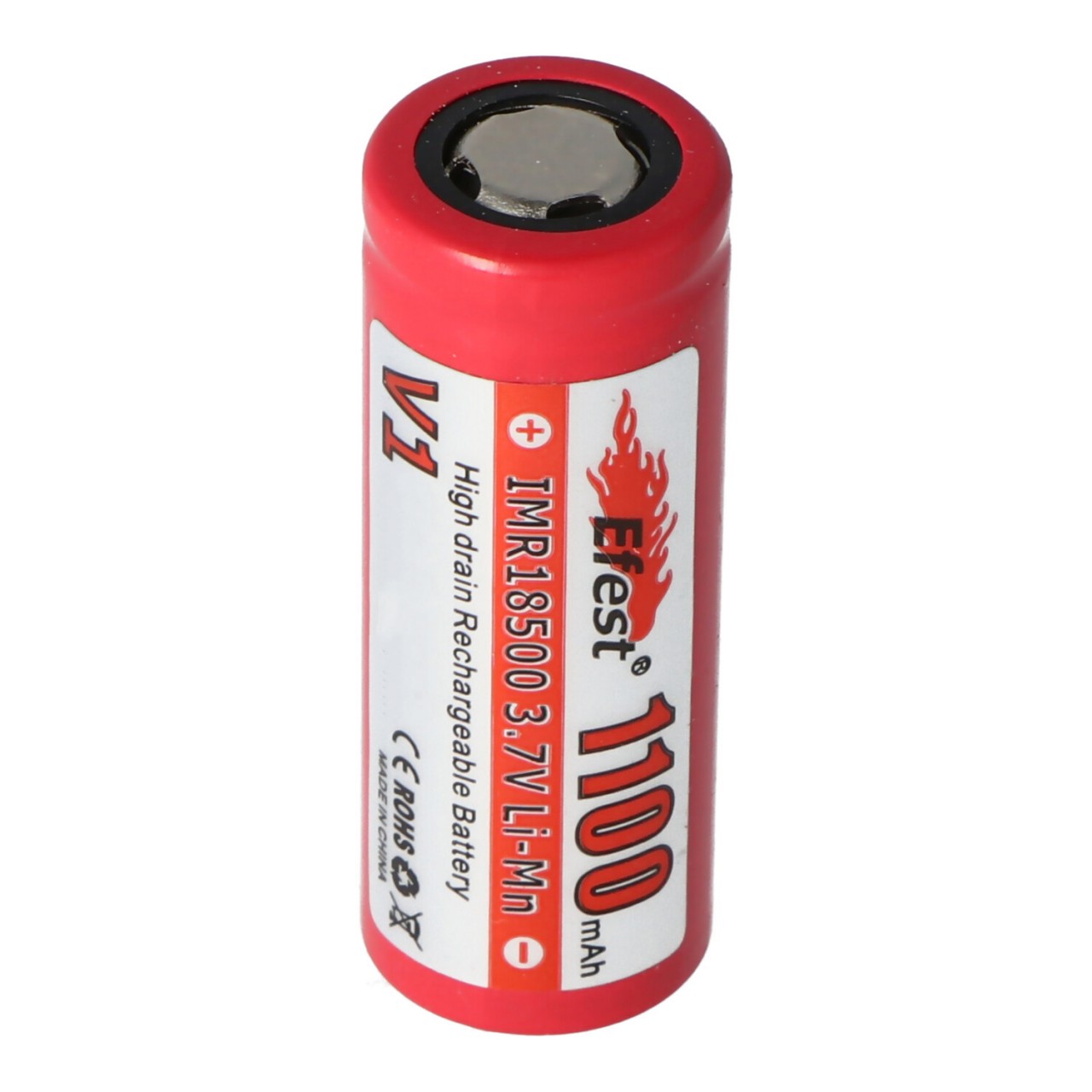 Efest IMR 18500 V1 - 1100mAh 3,7V (Pluspol flach)