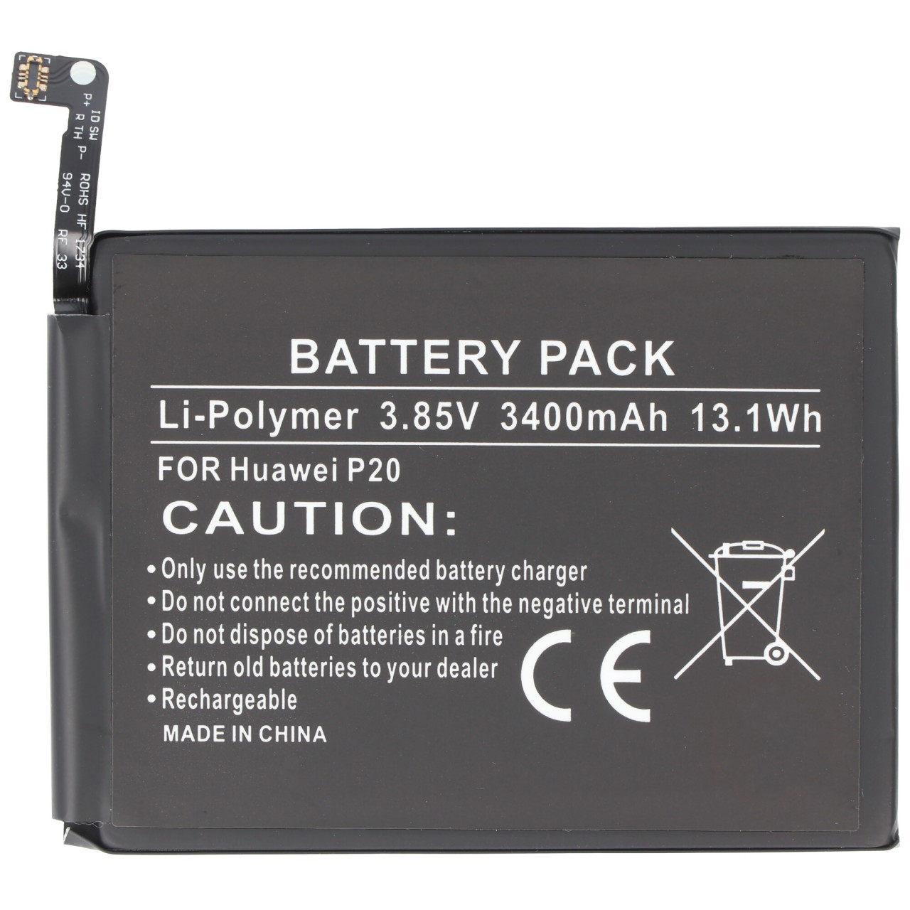 Akku passend für den Huawei P20 Lite Akku HB366481ECW Li-Polymer 3,85 Volt mit 3000mAh max. 11,6Wh