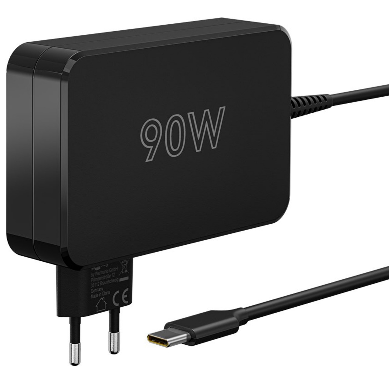 USB-C Ladegerät für Tablet, Laptop z.B. Apple MacBook, Huawei MateBook, 90W, schwarz