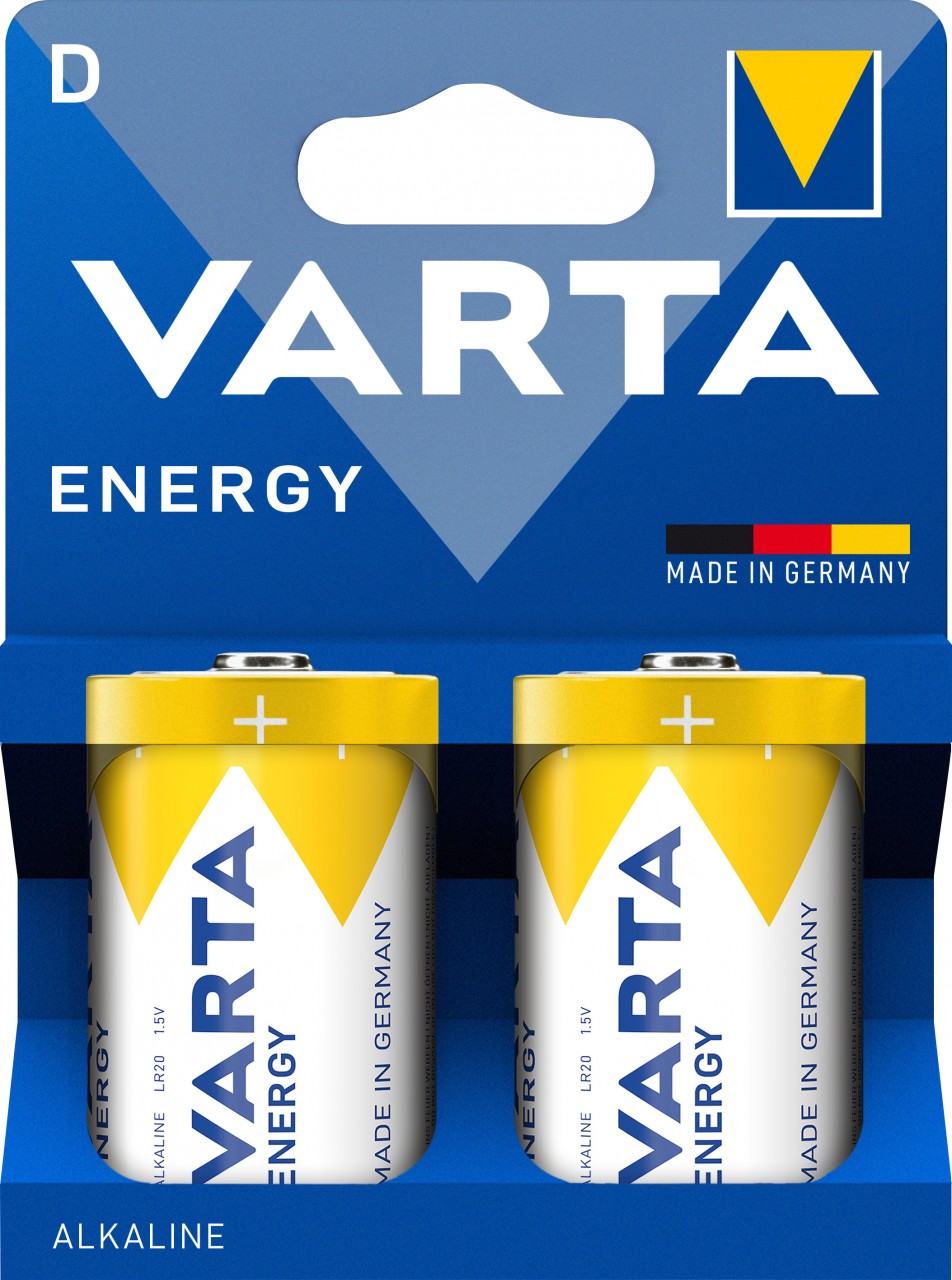 Varta Batterie Alkaline, Mono, D, LR20, 1.5V Energy, Retail Blister (2-Pack)