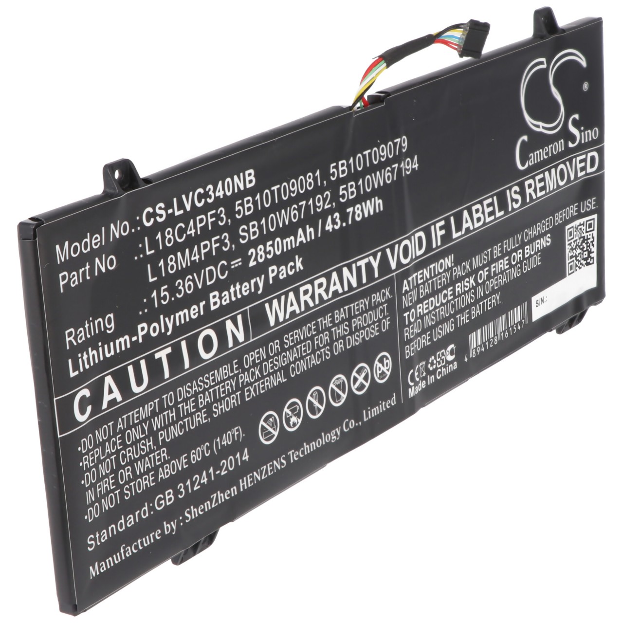 Akku passend für Lenovo L18M4PF3, 5B10T09079, Lenovo IdeaPad C340-14IWL, 15,36V, 2850mAh