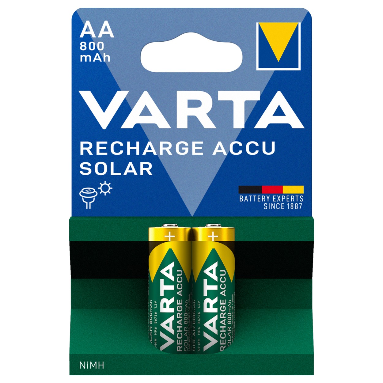 VARTA Akku für Solarleuchten, Schnurlos-Telefon NiMH AA 800mAh 2er