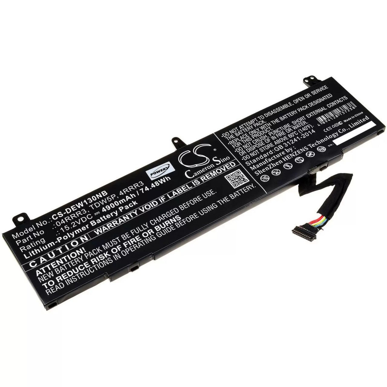 Akku für Laptop Dell Alienware 13 R3 / ALW13C / Typ TDW5P - 15,2V - 4900 mAh