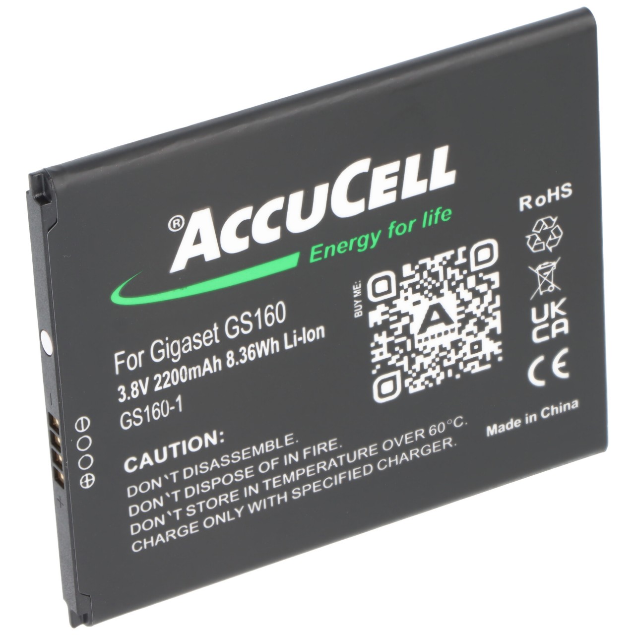 Akku kompatibel Smartphone Gigaset GS160 Akku V30145-K1310-X463, 3,8V, 2200mAh, max. 8,36Wh