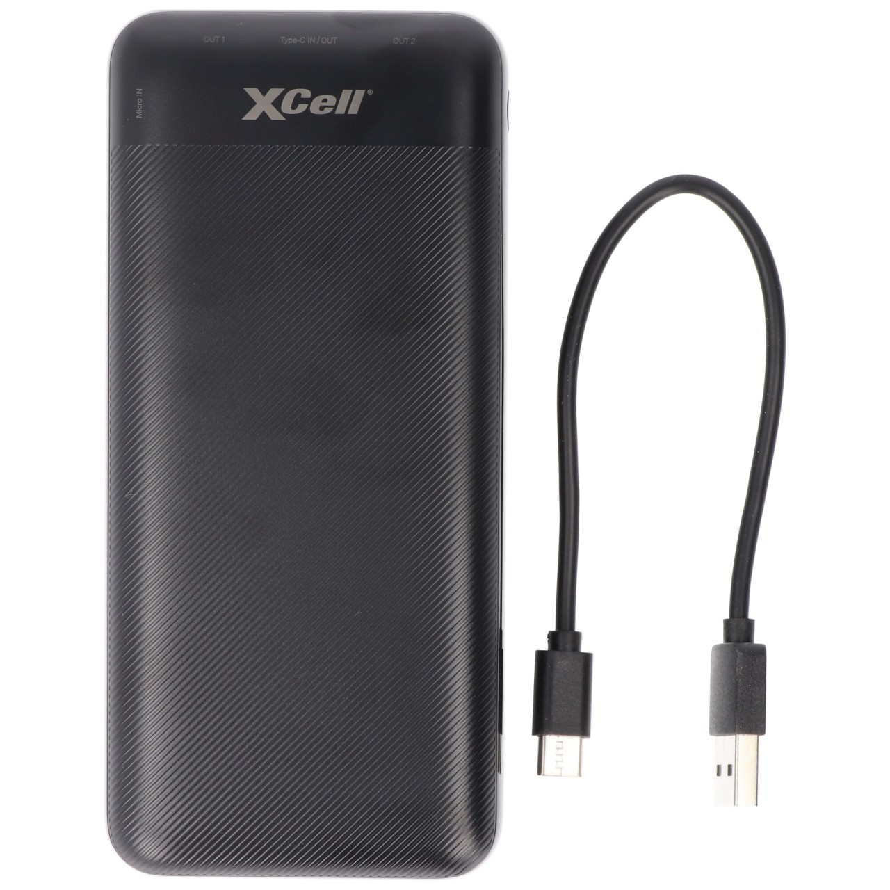 XCell Powerbank X20000PD mit 20.000mAh Kapazität, USB-C PD3.0, Quick-Charge, LED-Display, 2x USB-Ausgang 1x USB-C-Ausgang