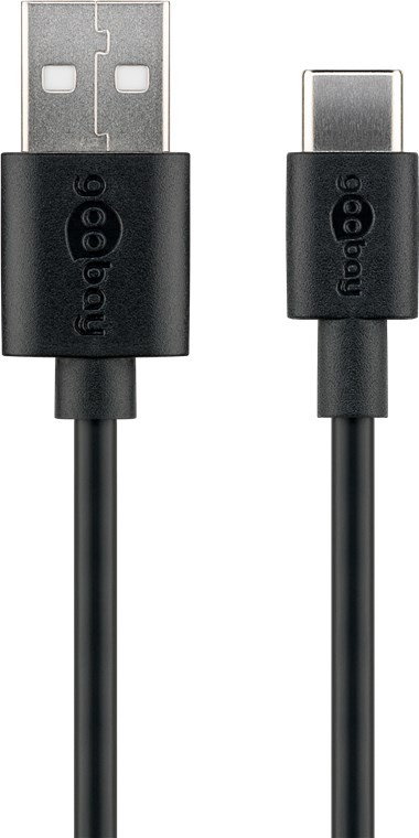 USB-C Lade- und Synchronisationskabel für alle Geräte mit USB-C Anschluss, 3 Meter, schwarz