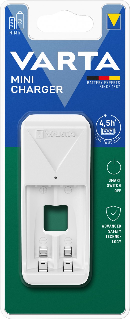 Varta Akku NiMH, Universal Ladegerät, Mini Charger ohne Akkus, für AA/AAA, Retail