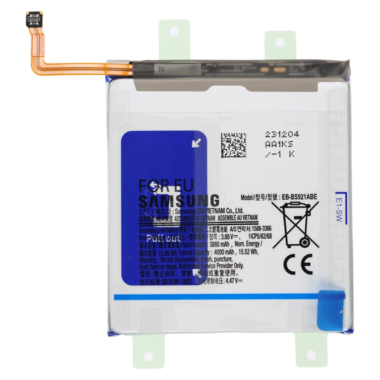 Original Samsung Galaxy S24 Akku EB-BS921ABY – Li-Polymer Service Pack 4000 mAh