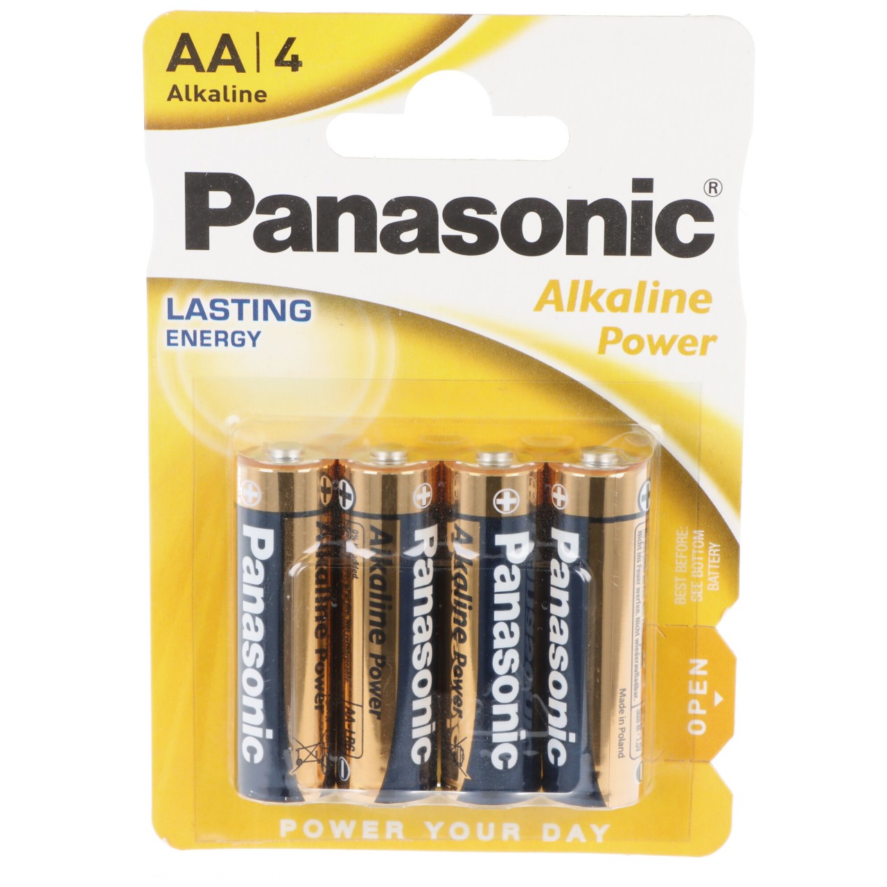 Panasonic Batterie Alkaline, Mignon, AA, LR06, 1.5V Alkaline Power, Retail Blister (4-Pack)