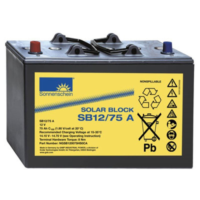 Exide Sonnenschein Solar Block SB12/75 A Blei Akku mit A-Pol 12V, 75000mAh