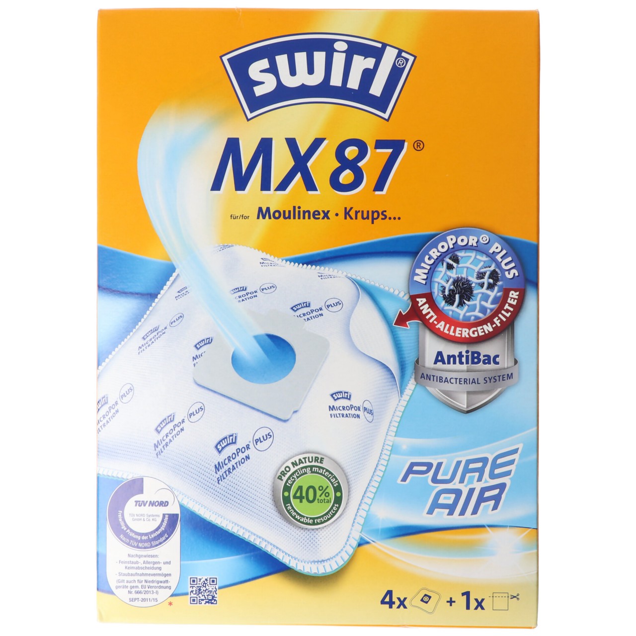 Swirl Staubsaugerbeutel MX87 MicroPor Plus für Moulinex und Krups Staubsauger