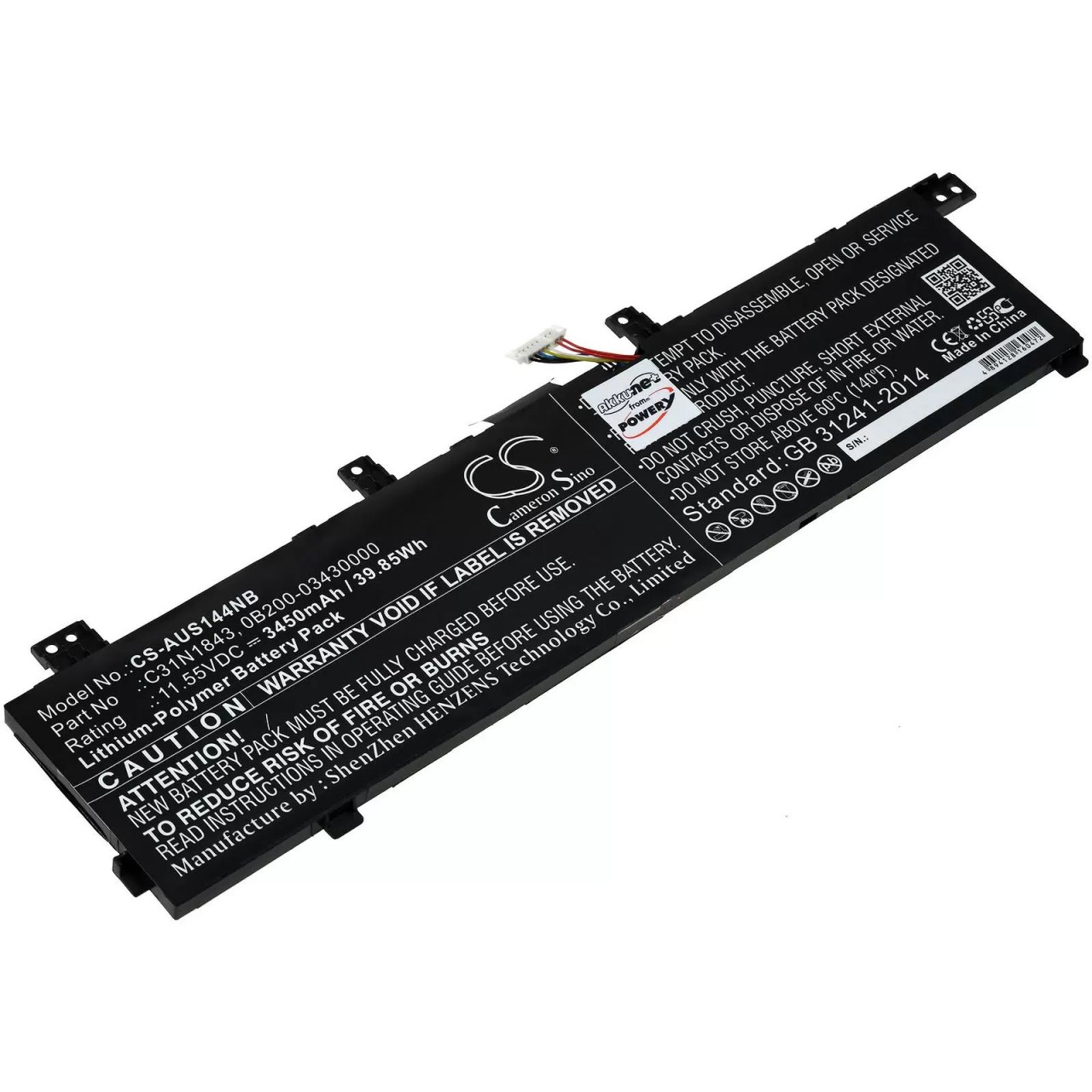 Akku passend für Laptop Asus VivoBook S15 S532FA-BN139T, Typ C31N1843 - 11,55V - 3450 mAh