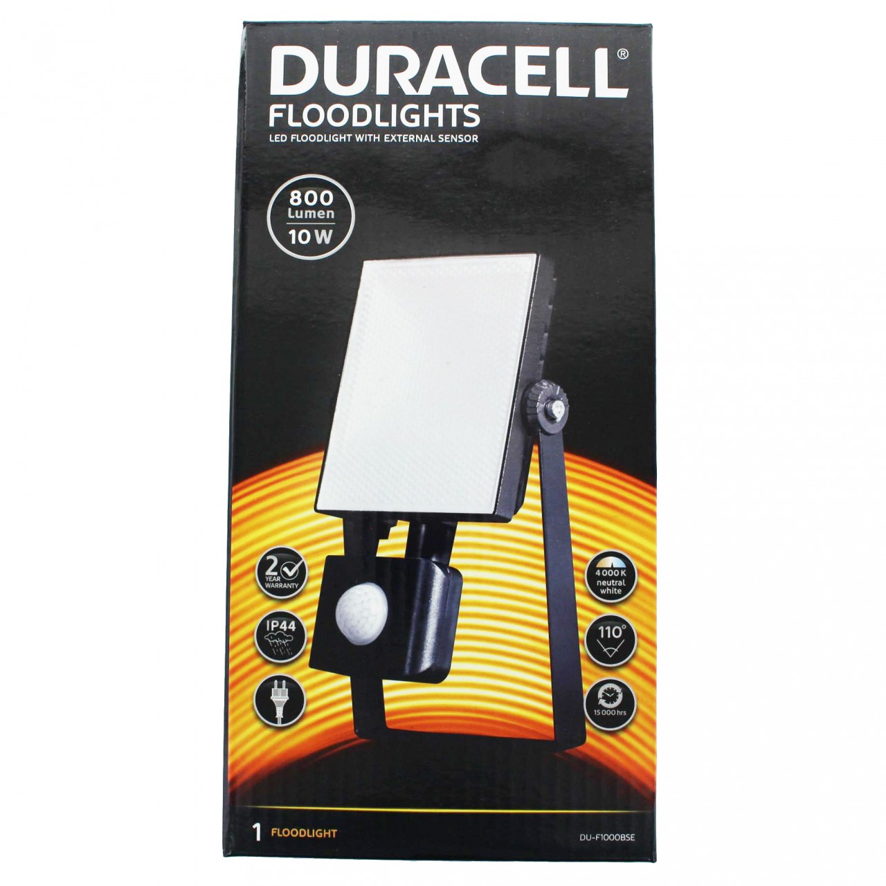 Duracell LED Flutlicht mit max. 800 Lumen und 10 Watt, inklusive einem Wandhalter und Bewegungsmelder