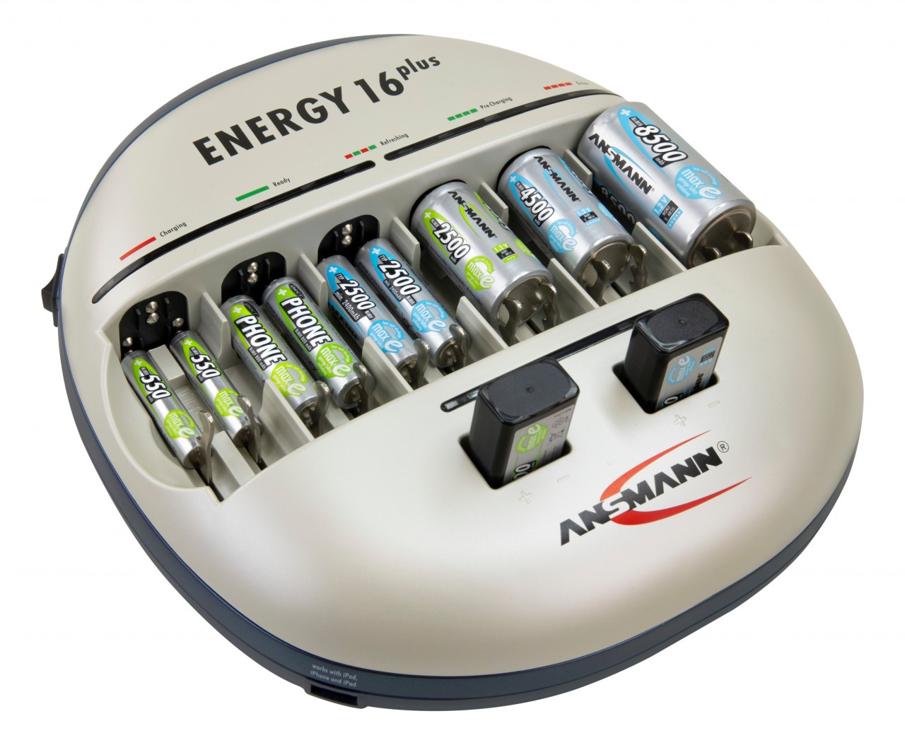 Ansmann Energy 16 plus Lade- und Pflegestation für 1-12 Micro AAA, Mignon AA Akkus