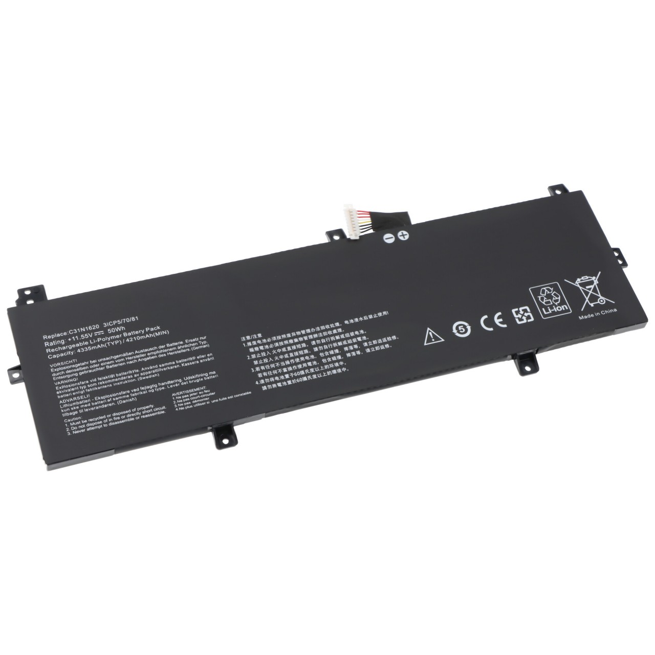 Akku passend für ASUS ZenBook UX430UN, C31N1620, Li-Polymer, 11,55V, 4320mAh, 50Wh, built-in, ohne Werkzeug