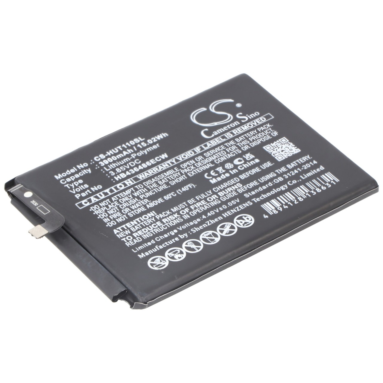 Akku passend für Huawei Mate 10 Lite, Nova 2i, Honor 9i, HB436486ECW, 3,85V, 3900mAh