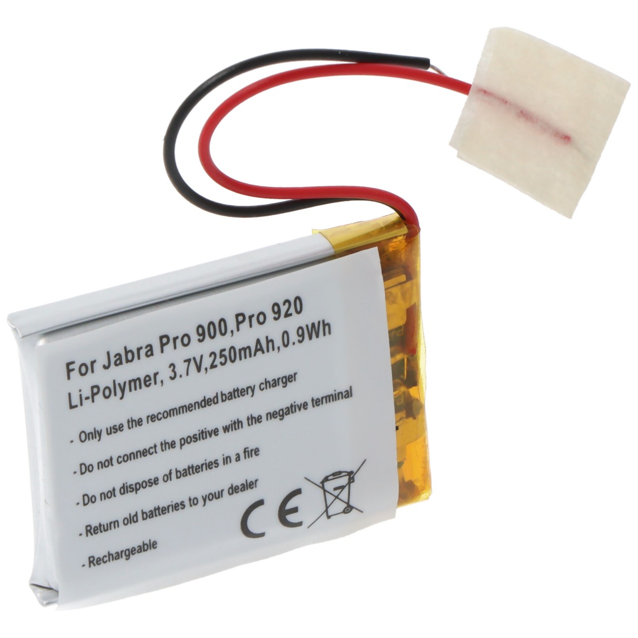 Akku passend für Jabra Pro 900, Pro 920, Li-Polymer, 3,7V, 250mAh, 0,9Wh