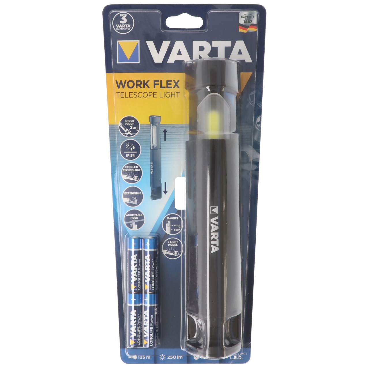 Varta Work Flex Telescope Light 4AA Work Flex Serie inklusiv 4x AA Batterien